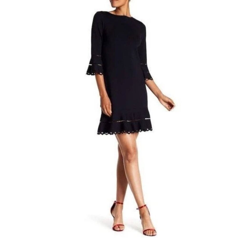 Ted Baker Yazmiin Knitted Frill Dark Blue Dress Wedding Event Womens Size (1)